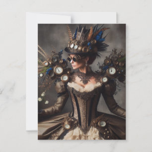 Vintage Viktorianische Steampunk Uhrzeitdame Postkarte