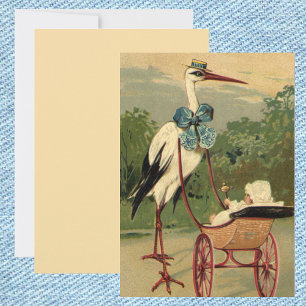 Vintage Viktorianische Stork Baby Carriage Einladu Einladung