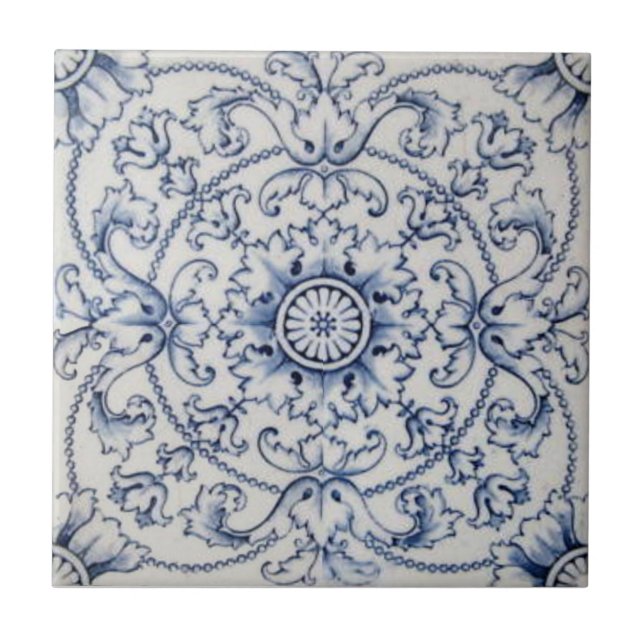 Vintage Viktorianische Tile-Transferware in Delft- Fliese (Vorderseite)
