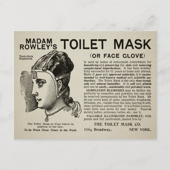 Vintage Viktorianische Toilettenmaske Postkarte (Vorderseite)