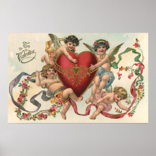 Vintage Viktorianische Valentine, Cherubs Angeln H Poster