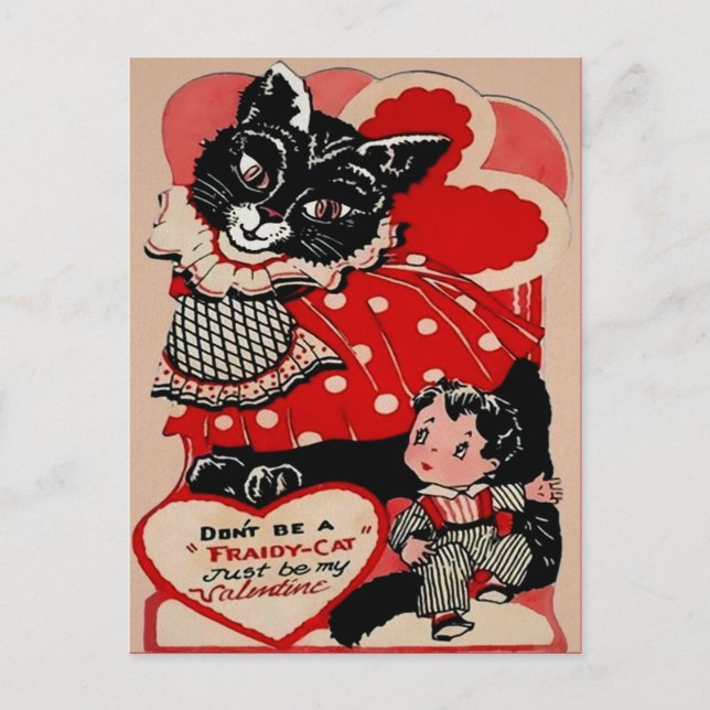 Vintage Viktorianische Valentinerkatze Postkarte (Vorderseite)