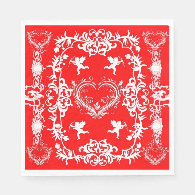 Vintage Viktorianische Valentines Cherub Papier Se Serviette (Vorderseite)