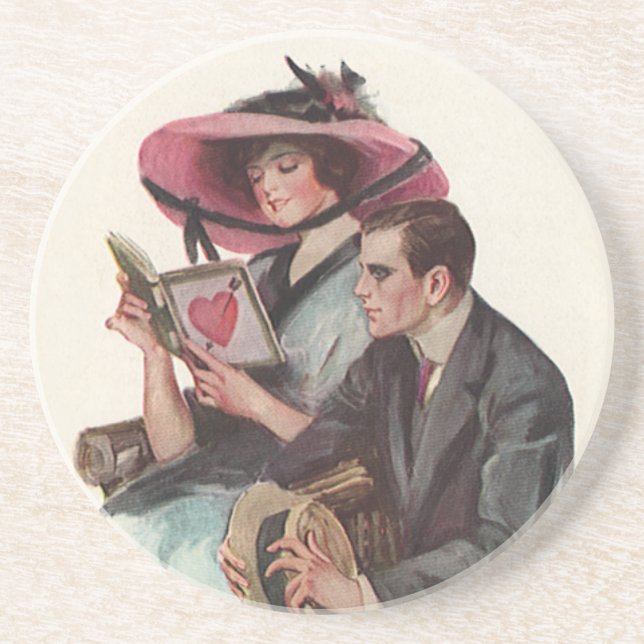 Vintage Viktorianische Valentinstag Liebe und Roma Untersetzer (Vorne)