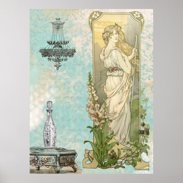 * Vintage Viktorianische Wanderfrau AR23 Jugendsti Poster (Vorne)