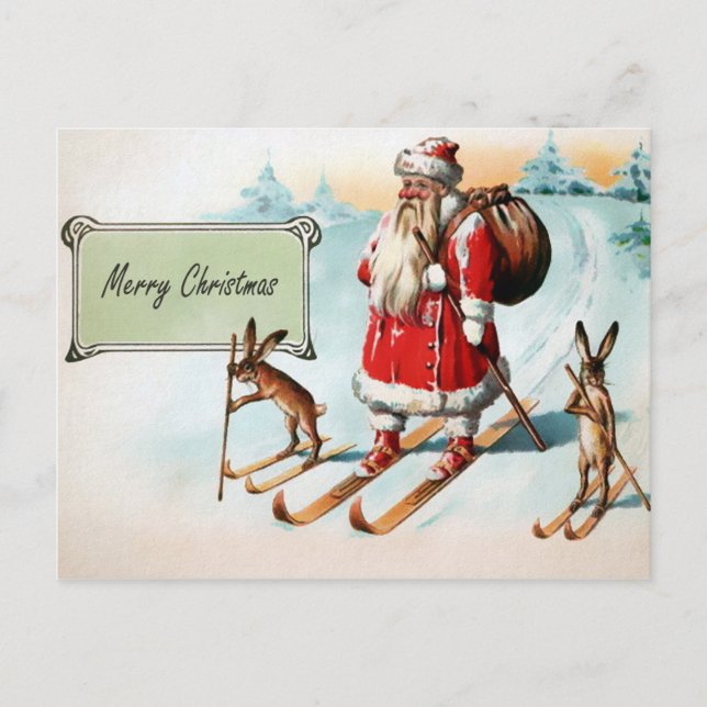 Vintage Viktorianische Weihnachten Postkarte (Vorderseite)