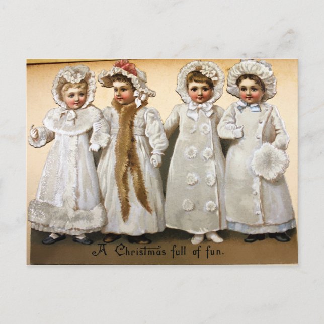 Vintage Viktorianische Weihnachten Postkarte (Vorderseite)