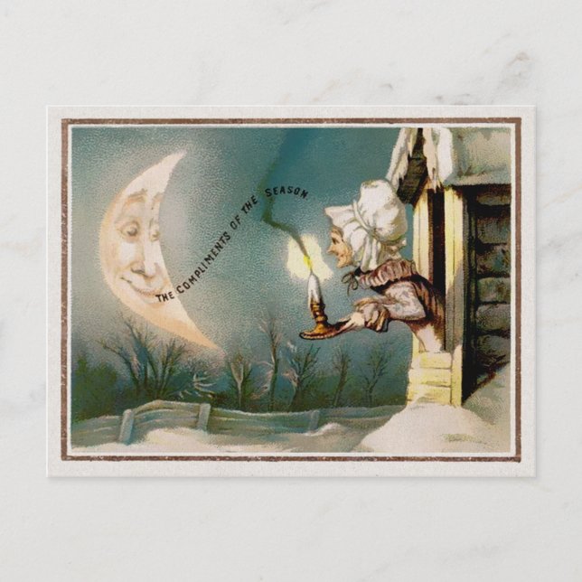 Vintage Viktorianische Weihnachten Postkarte (Vorderseite)