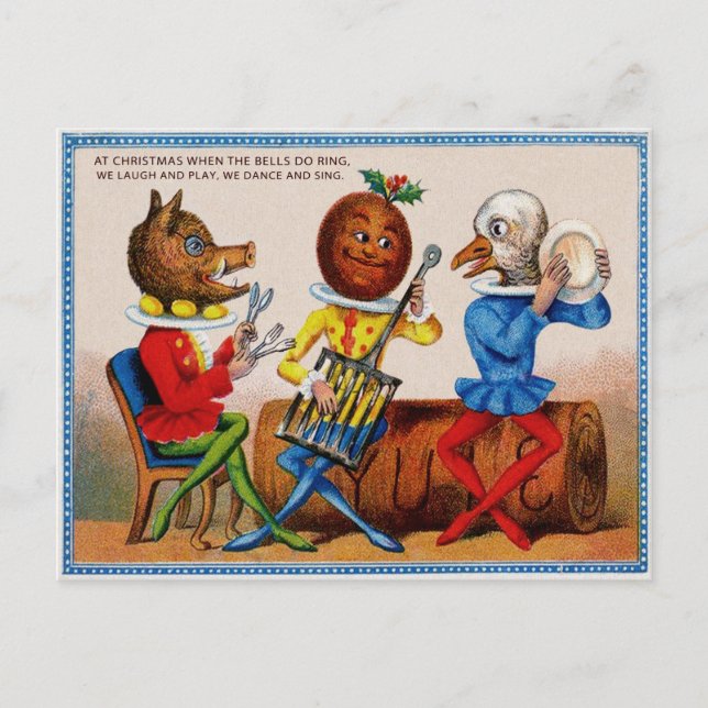 Vintage Viktorianische Weihnachten Postkarte (Vorderseite)