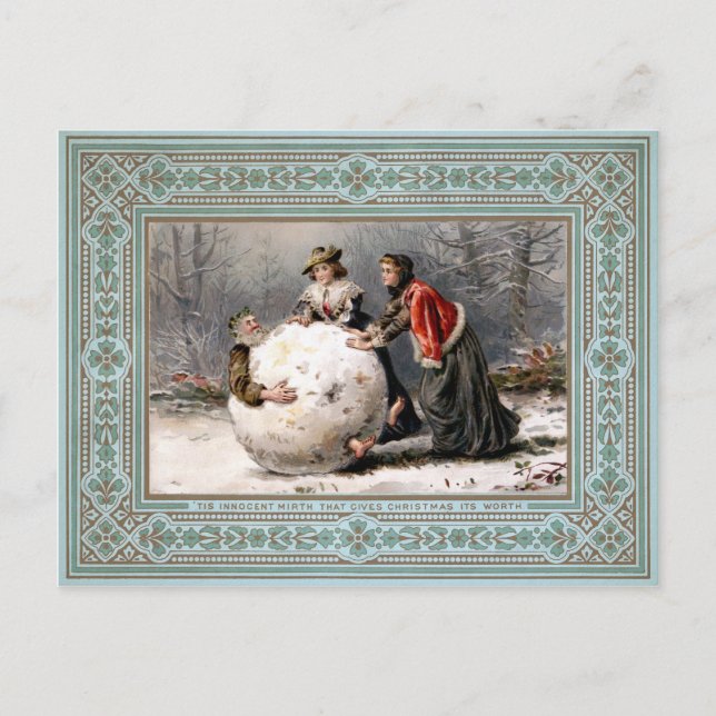 Vintage Viktorianische Weihnachten Postkarte (Vorderseite)