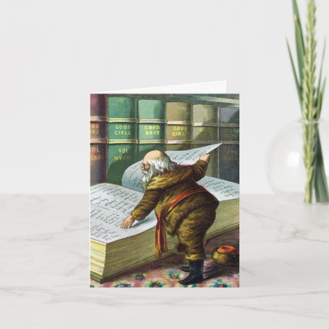Vintage Viktorianische Weihnachten, Weihnachtsmann Dankeskarte (Vorderseite)