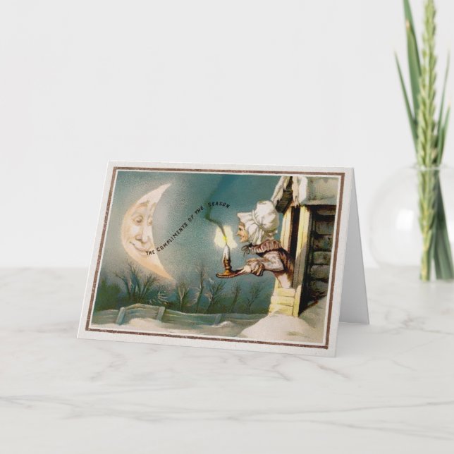 Vintage Viktorianische Weihnachtskarte Feiertagskarte (Vorderseite)