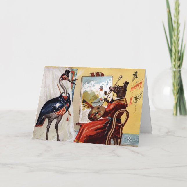 Vintage Viktorianische Weihnachtskarte Feiertagskarte (Vorderseite)