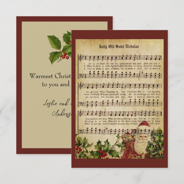 Vintage Viktorianische Weihnachtsmusik Dankeskarte (Vorne/Hinten)