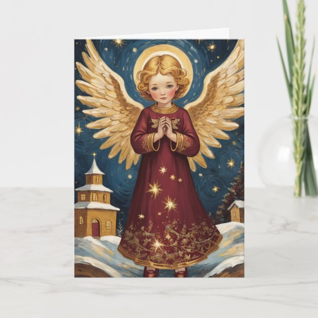 Vintage Viktorianische Weihnachtsnachtsangel Starn Karte (Vorderseite)