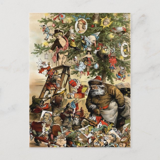 Vintage Viktorianische Weihnachtspostkarte Postkarte (Vorderseite)