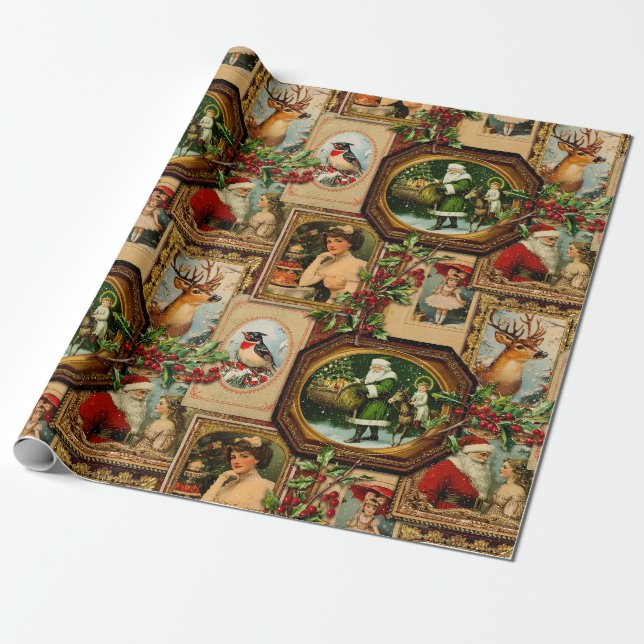 Vintage Viktorianische Weihnachtsrahmenkollektion Geschenkpapier (Ungerollt)