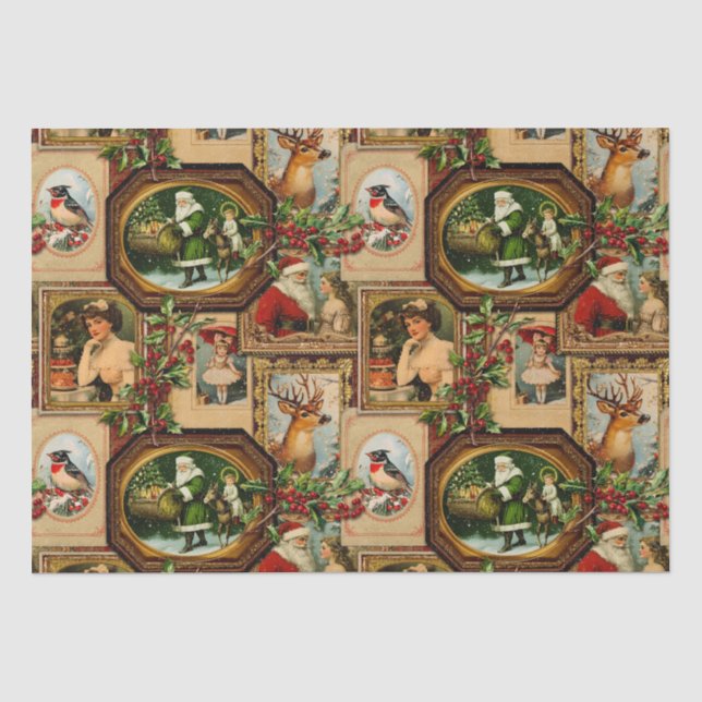 Vintage Viktorianische Weihnachtsrahmenkollektion Seidenpapier (Vorderseite)