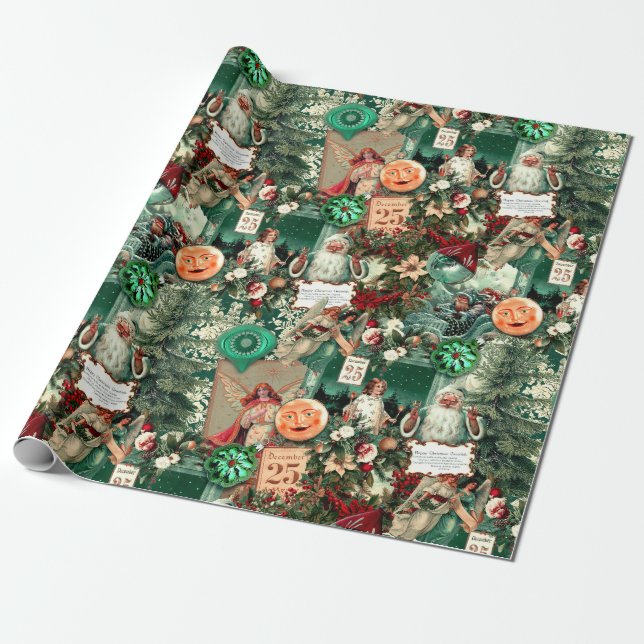 Vintage Viktorianische Weihnachtsstrahlerkollektio Geschenkpapier (Ungerollt)