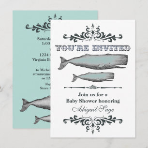 Vintage Viktorianische Whale Beach Baby Dusche Einladung