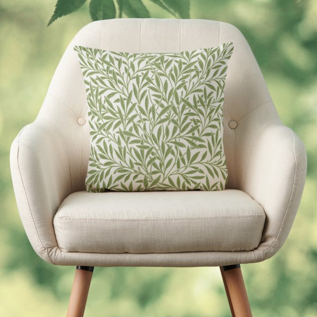 Vintage Viktorianische Willow-Blätter von William  Kissen (Victorian Willow Leaves Pattern by William Morris Throw Pillow)