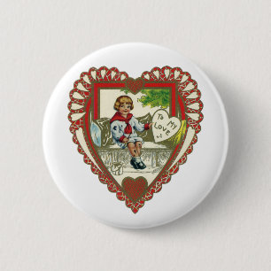 Vintage viktorianischer Valentinstag, Junge im Her Button