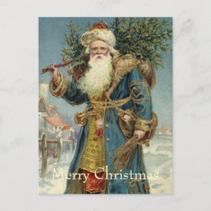 Vintage viktorianischer Weihnachtsmann mit Weihnac Feiertagspostkarte