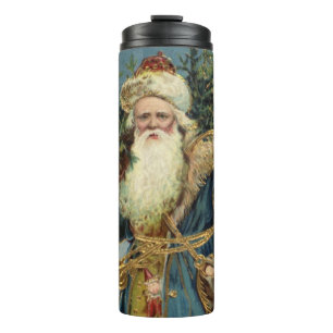 Vintage viktorianischer Weihnachtsmann mit Weihnac Thermosbecher