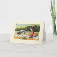 Vintage Villain Stork Whimsical Nouvelle carte béb