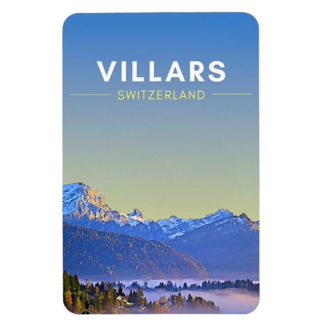 Vintage Villars Switzerland Travel Magnet (Vertikal)