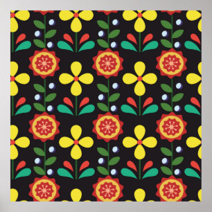 Vintage Vintage Blume-Vertikallinien im Retro-Modu Poster