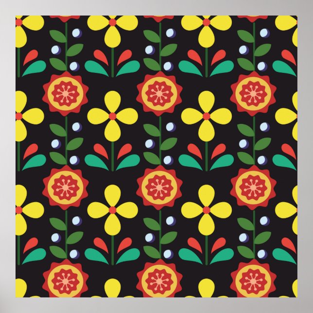Vintage Vintage Blume-Vertikallinien im Retro-Modu Poster (Vorne)