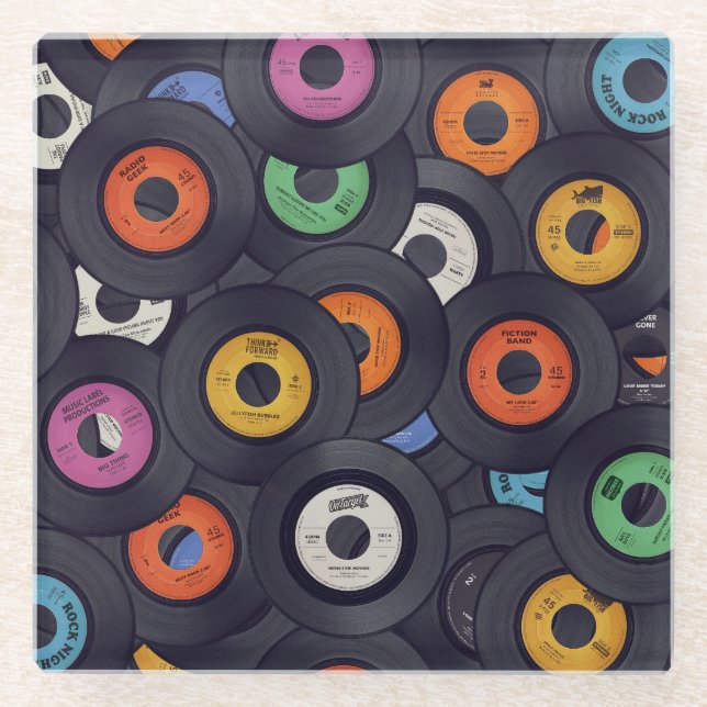 Vintage Vinyl Platten - Hintergrund Glasuntersetzer (Vorderseite)
