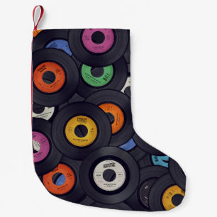 Vintage Vinyl Platten - Hintergrund Kleiner Weihnachtsstrumpf