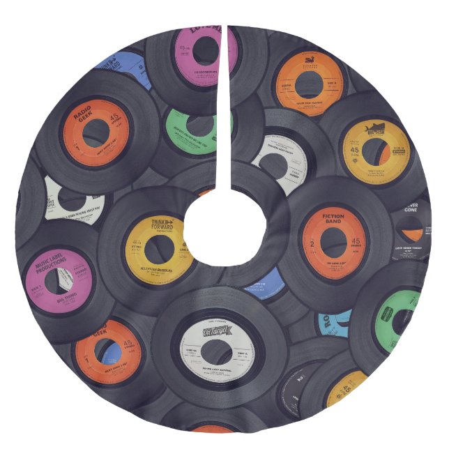 Vintage Vinyl Platten - Hintergrund Polyester Weihnachtsbaumdecke (Vorderseite)