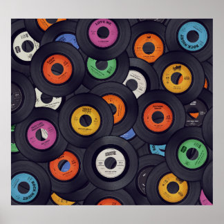 Vintage Vinyl Platten - Hintergrund Poster