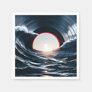 Vintage Vinyl Surf Wave Ozean Retro Musik Serviette