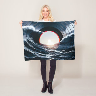 Vintage Vinyl Surf-Welle Ozean Retro-Musik Fleecedecke