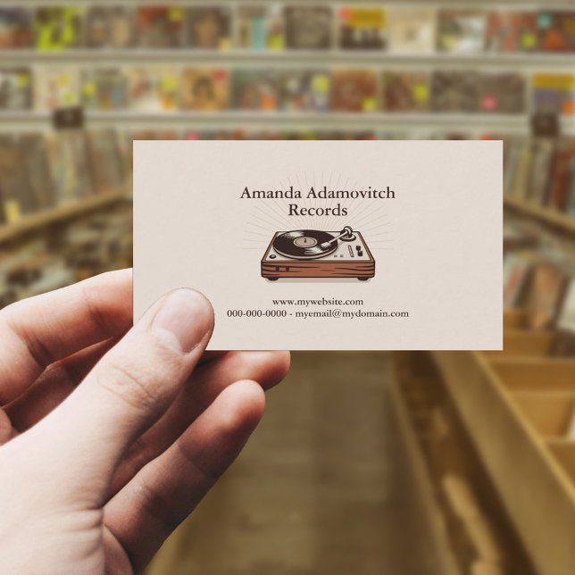 Vintage Vinyl Turntable Visitenkarte (Vintage Vinyl Turntable Business Card)