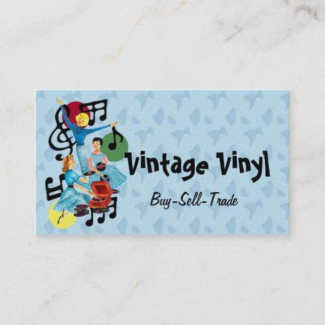 Vintage Vinylaufzeichnungs-Geschäfts-Karte Visitenkarte (Vorderseite)
