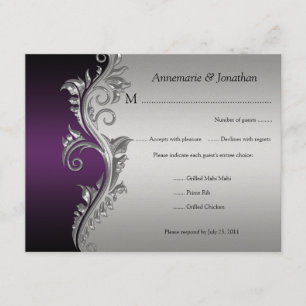 Vintage violet noir et argent Floral RSVP