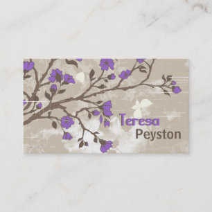 Vintage violette Blumen Blumentaupe Visitenkarte
