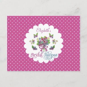 Vintage violette Blumen Brautparty Rezept Karte