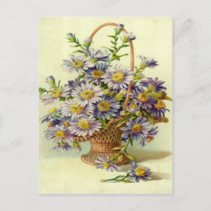 Vintage violette Blumen Postkarte