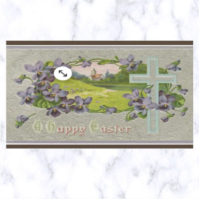 Vintage violette Blumen und Osterkreuz Postkarte (Von Creator hochgeladen)