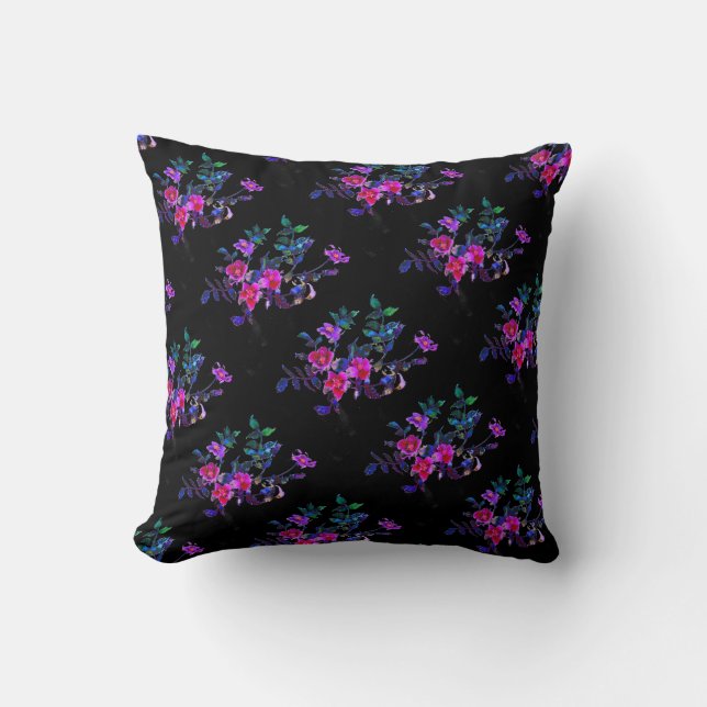 Vintage violette Rose Kissen (Vorderseite)