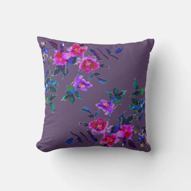 Vintage violette Rose Kissen (Vorderseite)