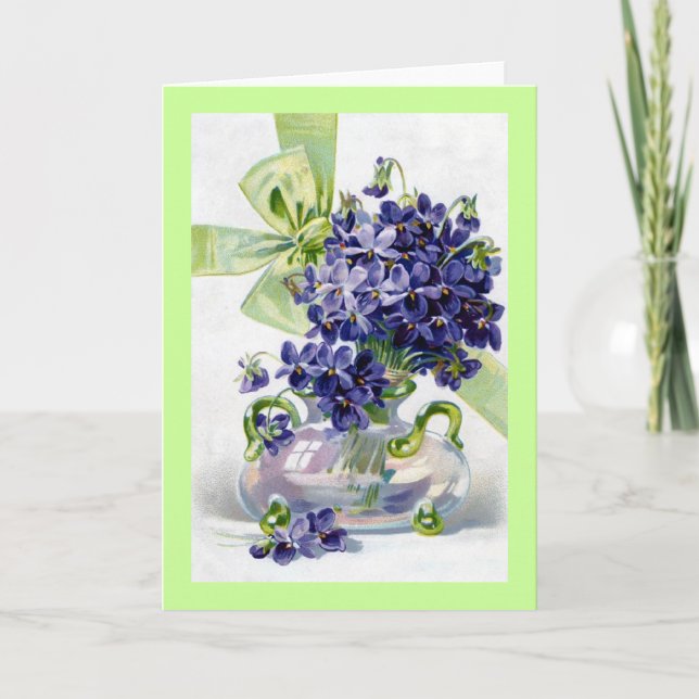 Vintage Violetten-Grüße-Karte Karte (Vorderseite)