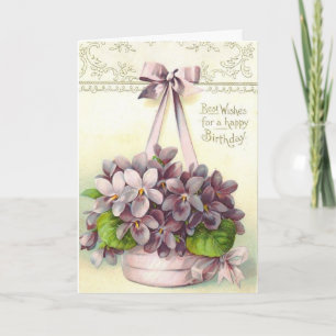 Vintage Violetten zum Geburtstag, Karte