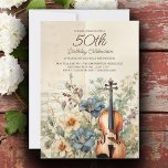 Vintage Violin Dusty Blue Blumen 50. Geburtstag Einladung<br><div class="desc">Elegante,  Vintage 50. Geburtstagsfeier für Frauen mit Geige,  die zwischen staubblauen und cremefarbenen Blume und Grünpflanzen sitzen. Personalisieren Sie Ihre persönlichen Daten,  indem Sie den Namen der Ehrengast,  ihr Alter und ihre Party-Informationen hinzufügen. Kontaktieren Sie uns für Hilfe bei der Anpassung oder um passende Produkte anzufordern.</div>